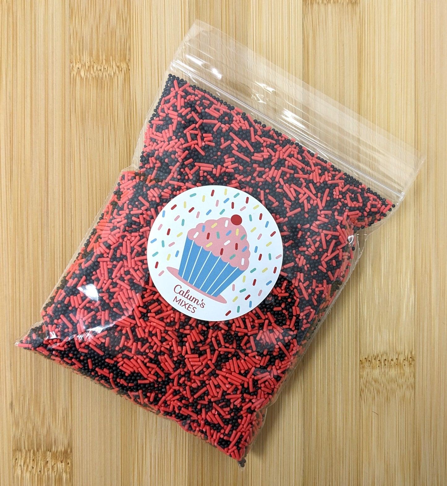 Red and Black Mixed Cake Sprinkles