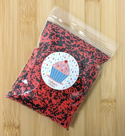 Red and Black Mixed Cake Sprinkles