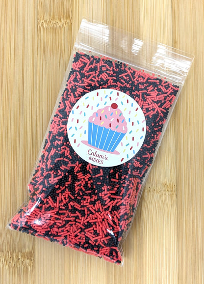 Red and Black Mixed Cake Sprinkles