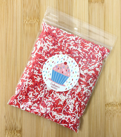 Red and White Mixed Cake Sprinkles