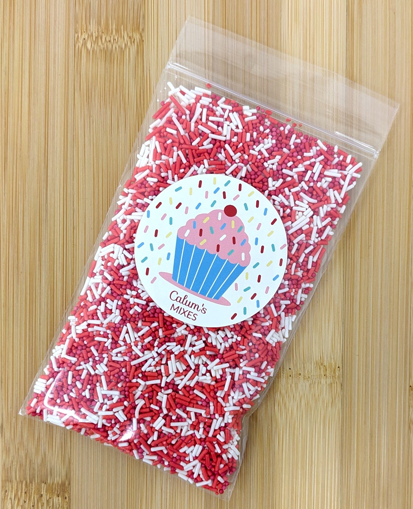 Red and White Mixed Cake Sprinkles