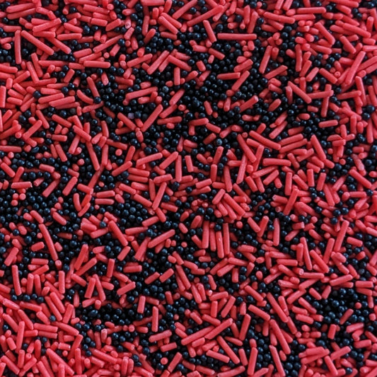 Red and Black Mixed Cake Sprinkles