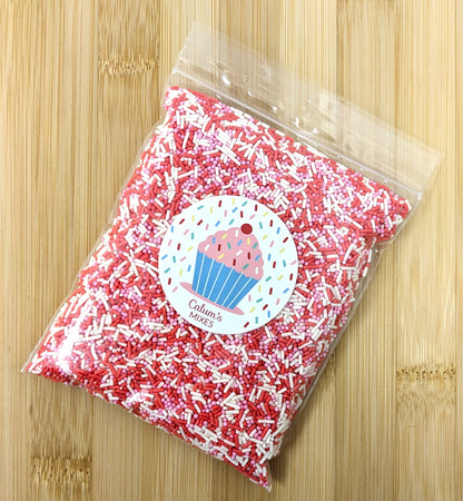 Pink, Red & White Cake Sprinkles