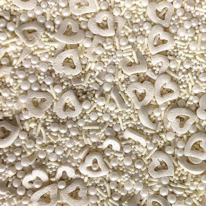 White Hearts & Pearls Mixed Cake Sprinkles