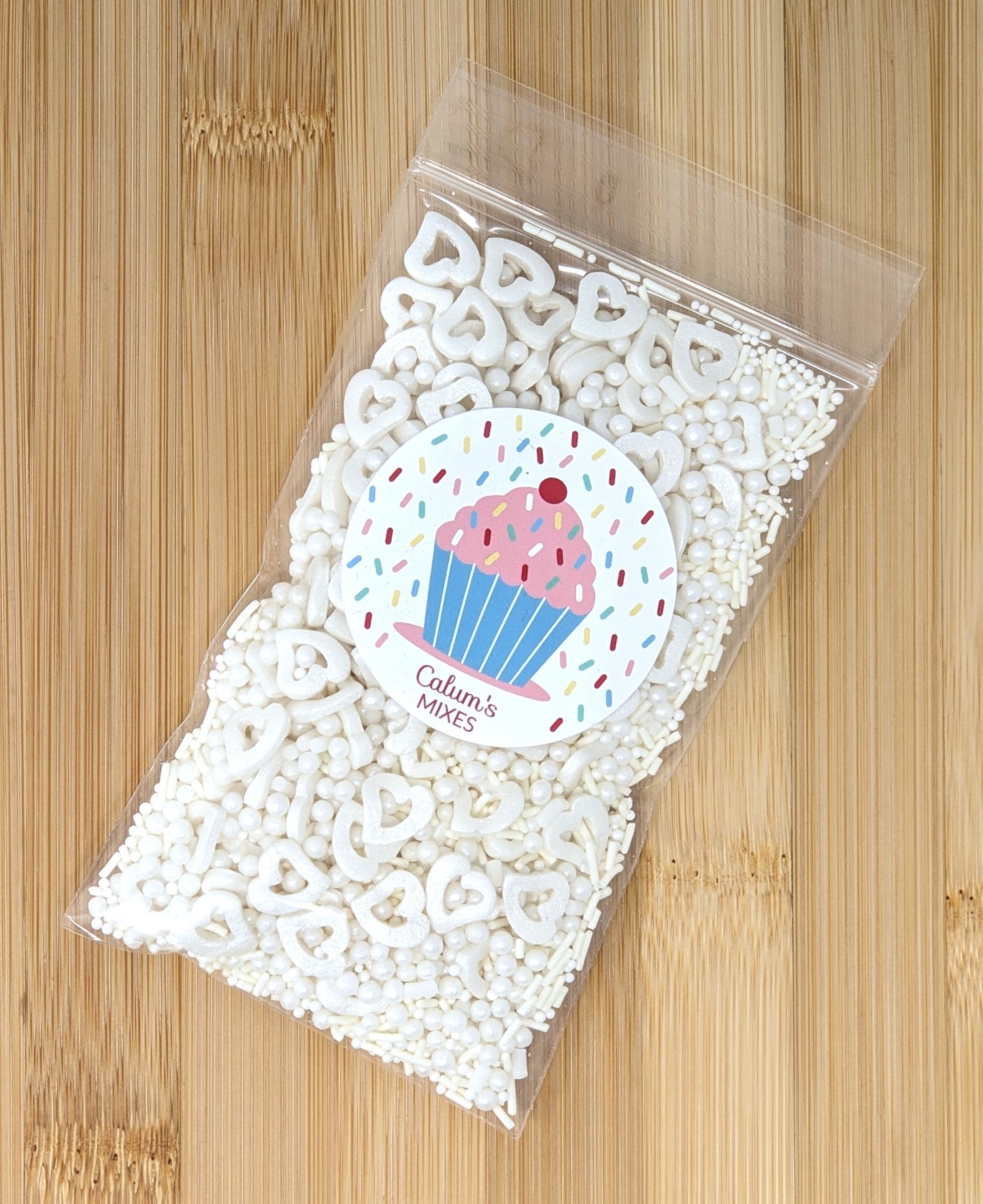 White Hearts & Pearls Mixed Cake Sprinkles