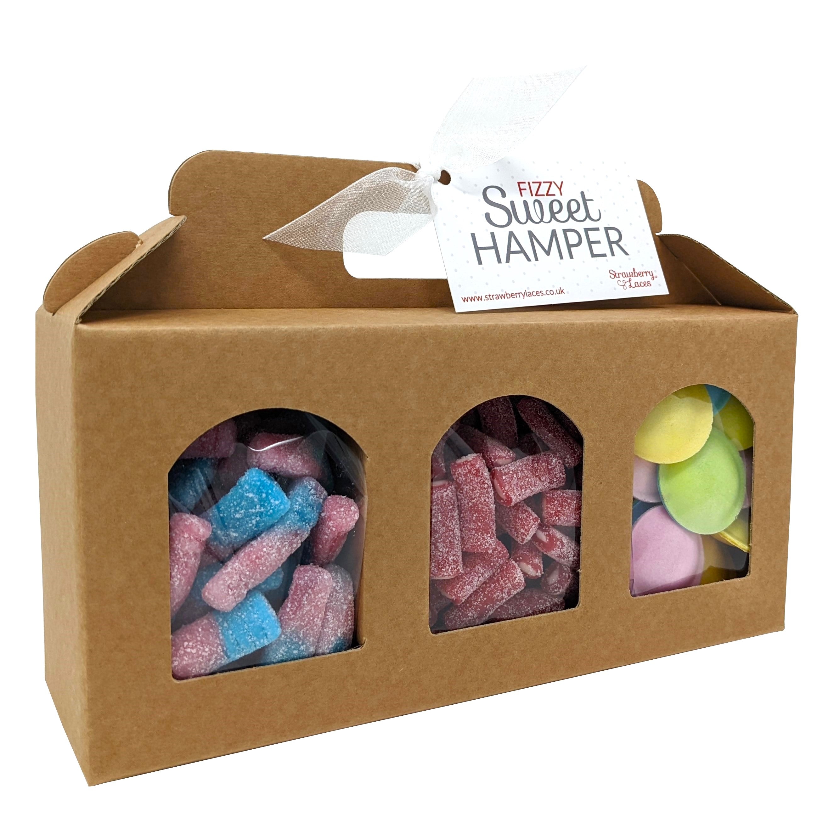 Fizzy Sweet Kraft Hamper Box Fizzy & Sour Sweet Gift Strawberry Laces